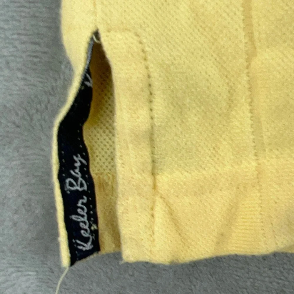 Keeler Bay Mens XL Yellow Short Sleeve Textured‎ Stripe Sailboat Polo Shirt